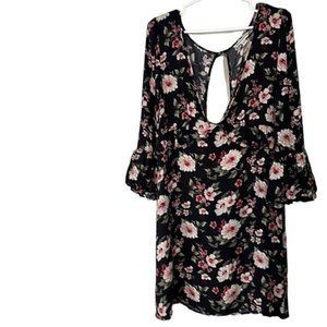 AMERICAN Eagle Outfitters black floral boho festival style dress size medium